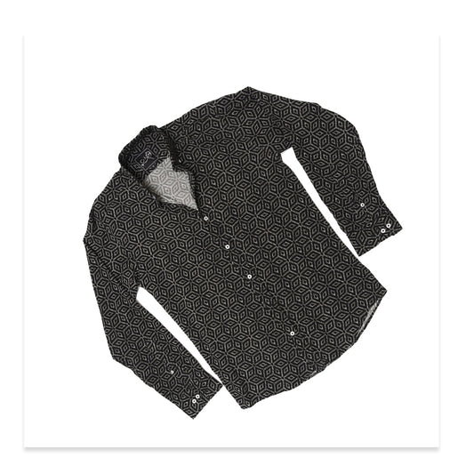Black Pattern Full Sleeve Shirt - Men's