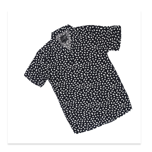 Black Shirt with White Dots (Polka Dot) - Men's