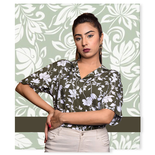 Green Floral Shirt - Women's