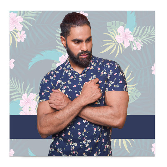 Floral Navy Blue Shirt - Men's