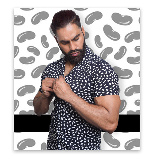Black Shirt with White Dots (Polka Dot) - Men's