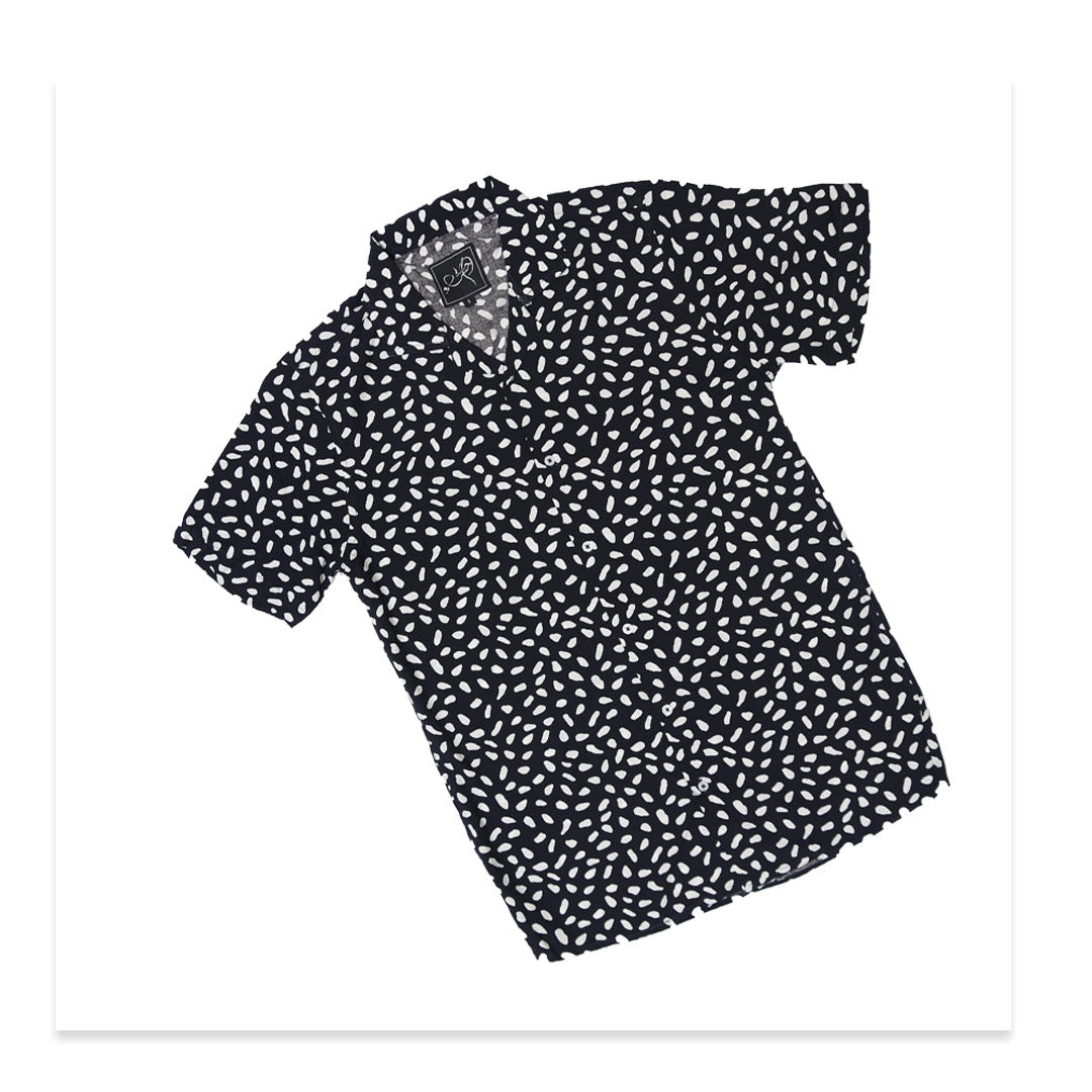 Black Shirt with White Dots (Polka Dot) - Men's