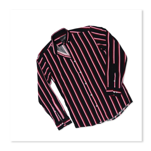 Black and Red Lines Shirt Full Sleeve - Men's