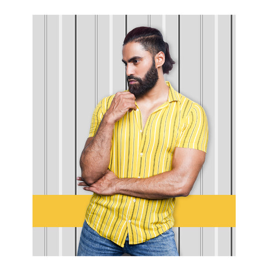 Yellow Cuban Striped Shirt - Men's