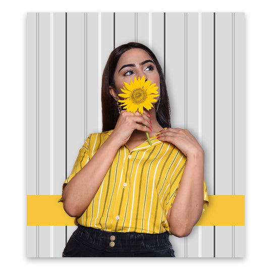 Yellow Cuban Striped Shirt - Women's